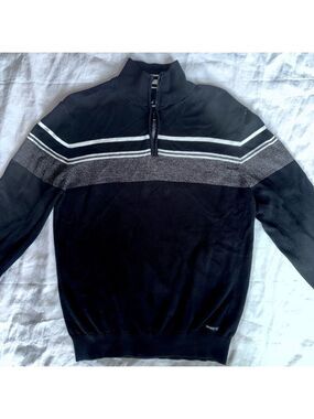 EUC Men’s Medium Threadbare LS Knitted Collared 1/4 Zip Pullover Sweater